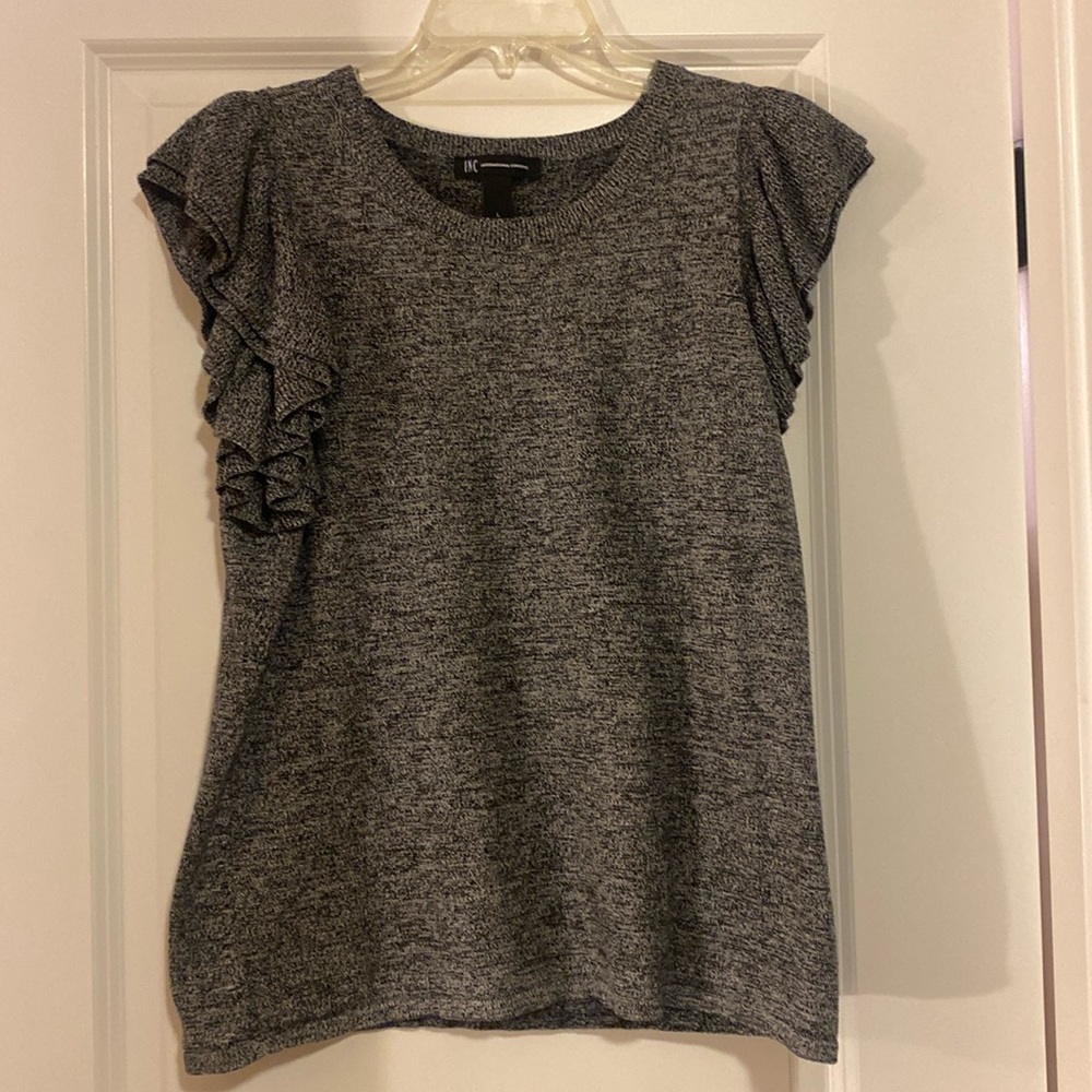 Inc sweater top with ruffled sleeves
